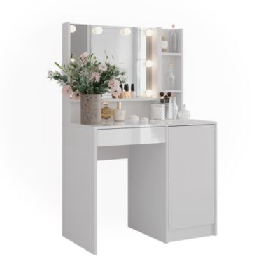 Vicco Coiffeuse blanc/blanc brillant 89.8cm 4 parties