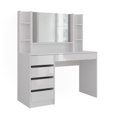 Vicco Coiffeuse Blanc/Blanc Haute brillance 119.8cm avec miroir