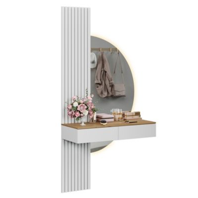 Vicco Coiffeuse blanc/chêne 100cm avec miroir LED