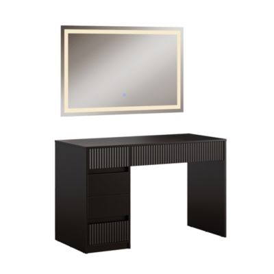 Vicco Coiffeuse Noir 120cm avec miroir LED