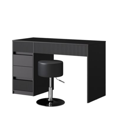 Vicco Coiffeuse Noir 120cm avec tabouret
