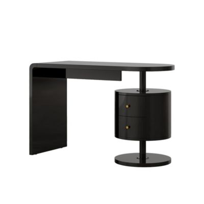 Vicco Coiffeuse Noir Haute brillance 120cm avec 2 tiroirs