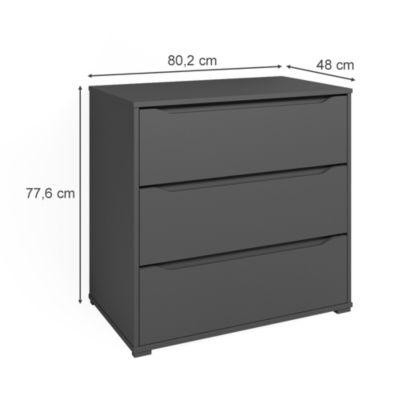 Vicco Commode avec tiroirs Anthracite 48x77.6cm avec 3 tiroirs