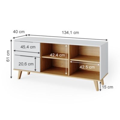 Vicco Commode avec tiroirs Blanc 40x61cm