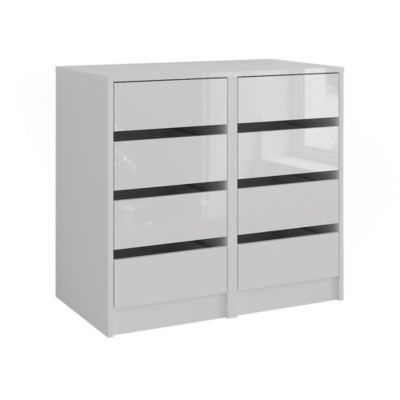 Vicco Commode avec tiroirs blanc/blanc brillant 80.2x76cm Ensemble de 2