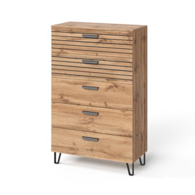 Vicco Commode avec tiroirs Chêne Wotan 80x127.6cm avec 5 tiroirs