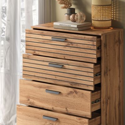 Vicco Commode avec tiroirs Chêne Wotan 80x127.6cm avec 5 tiroirs