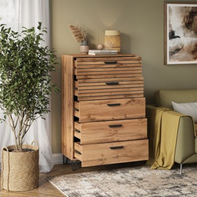 Vicco Commode avec tiroirs Chêne Wotan 80x127.6cm avec 5 tiroirs