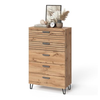 Vicco Commode avec tiroirs Chêne Wotan 80x127.6cm avec 5 tiroirs