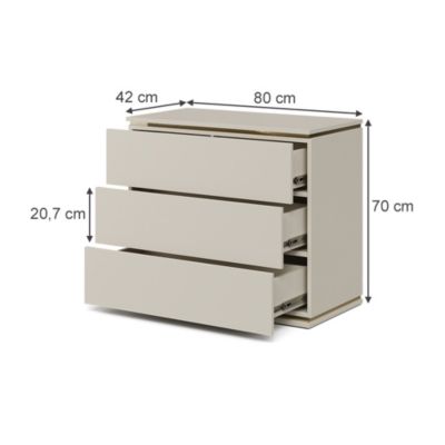 Vicco Commode avec tiroirs Or 80x70cm avec 3 tiroirs