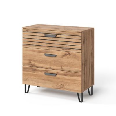 Vicco Commode Chêne Wotan 80x82cm avec 3 tiroirs