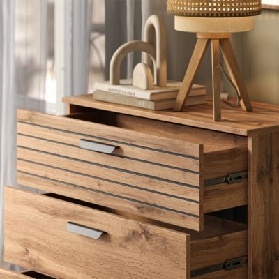 Vicco Commode Chêne Wotan 80x82cm avec 3 tiroirs