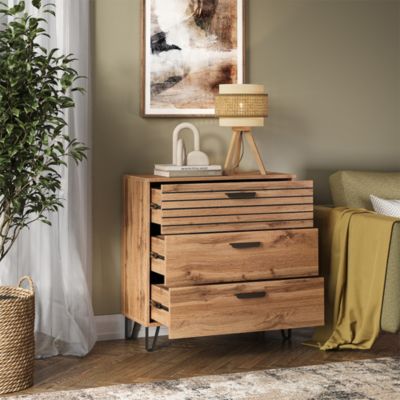 Vicco Commode Chêne Wotan 80x82cm avec 3 tiroirs
