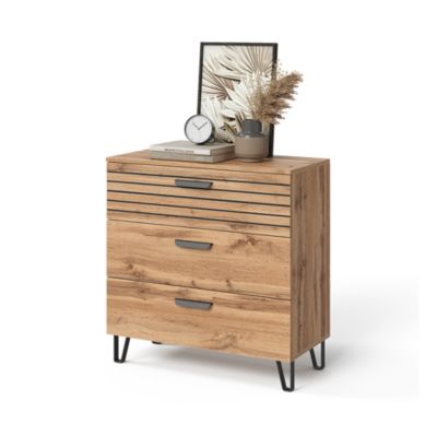 Vicco Commode Chêne Wotan 80x82cm avec 3 tiroirs