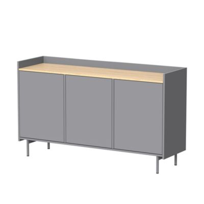 Vicco Commode gris/chêne 140x82cm avec 6 compartiments