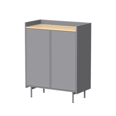 Vicco Commode gris/chêne 80x103cm avec 6 compartiments