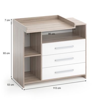 Vicco Commode à langer Blanc/Sonoma 113x100cm