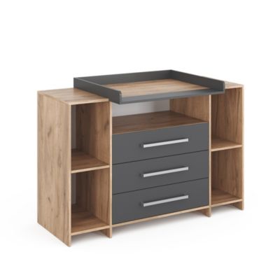 Vicco Commode à langer Chêne 143x100cm XL avec tiroirs