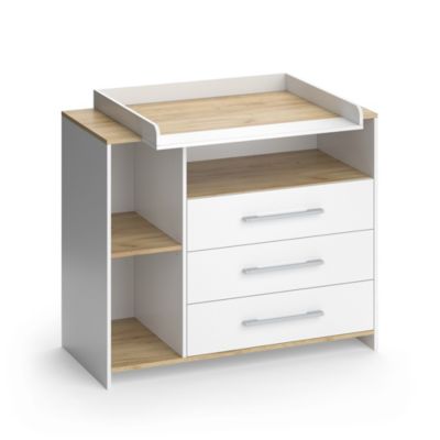 Vicco Commode à langer Chêne blanc/force de lor 113x93cm avec 3 tiroirs