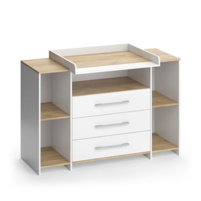 Vicco Commode à langer Chêne blanc/force de lor 143.2x93cm avec 3 tiroirs