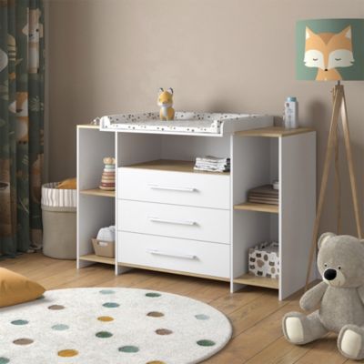 Vicco Commode à langer Chêne blanc/force de lor 143.2x93cm avec 3 tiroirs