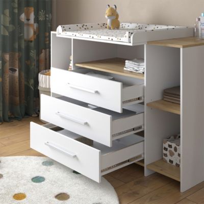 Vicco Commode à langer Chêne blanc/force de lor 143.2x93cm avec 3 tiroirs