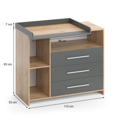 Vicco Commode à langer Chêne de force doré 113x100cm