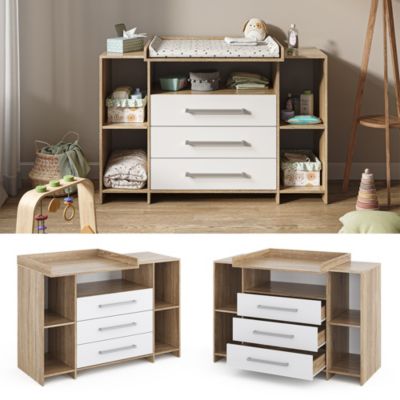 Vicco Commode à langer Sonoma 143x100cm XL avec tiroirs