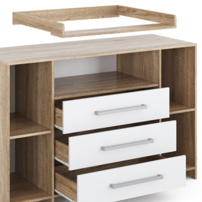 Vicco Commode à langer Sonoma 143x100cm XL avec tiroirs