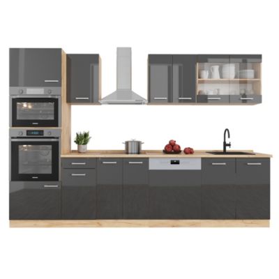 Cuisine Intégrée Vicco R-Line 300 Cm - Couleur Béton - Panneaux 16 Mm Plaqués - Neuve