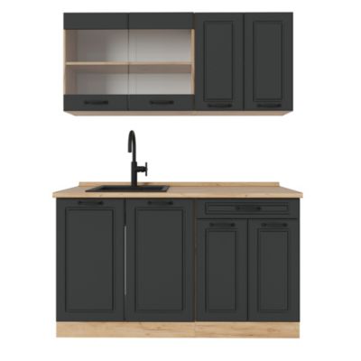 Vicco Cuisine Anthracite Campagne/Chêne doré 140cm sans PT