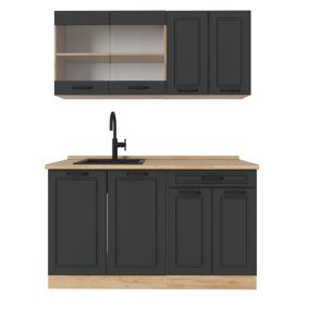Vicco Cuisine Anthracite Campagne/Chêne doré 140cm sans PT