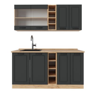 Vicco Cuisine Anthracite Campagne/Chêne doré 160cm sans PT