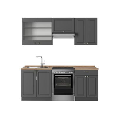 Vicco Cuisine Anthrazit-Gold Landhaus 200cm , PT Chêne