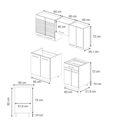 Vicco Cuisine Anthrazit-Gold Landhaus 200cm , PT Chêne