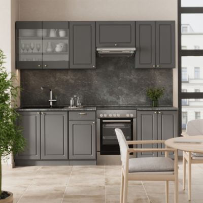 Vicco Cuisine Anthrazit-Gold Landhaus 200cm , PT Chêne