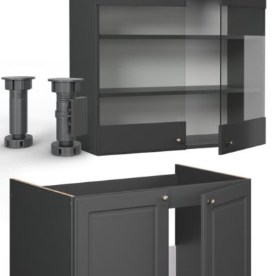 Vicco Cuisine Anthrazit-Gold Landhaus 200cm , PT Chêne