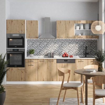 Cuisine intégrée Cuisine en bloc Kitchenette R-Line 300 cm chêne blanc Vicco