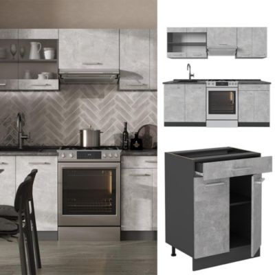Vicco Cuisine Béton/Anthracite 200cm sans PT