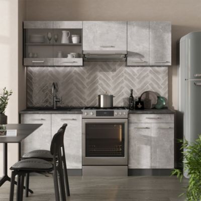 Vicco Cuisine Béton/Anthracite 200cm sans PT