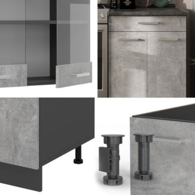 Vicco Cuisine Béton/Anthracite 200cm sans PT