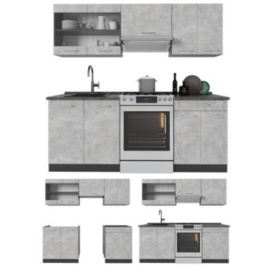 Vicco Cuisine Béton/Anthracite 200cm sans PT