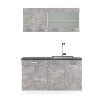 Vicco Cuisine Béton/blanc 140cm , PT Anthracite