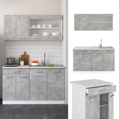 Vicco Cuisine Béton/blanc 140cm , PT Anthracite