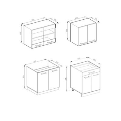 Vicco Cuisine Béton/blanc 140cm , PT Anthracite