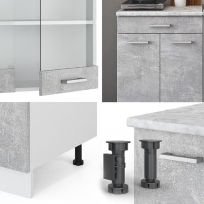 Vicco Cuisine Béton/blanc 140cm , PT Anthracite