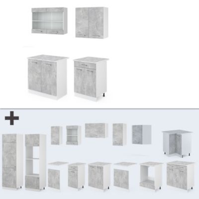 Vicco Cuisine Béton/blanc 140cm , PT Anthracite