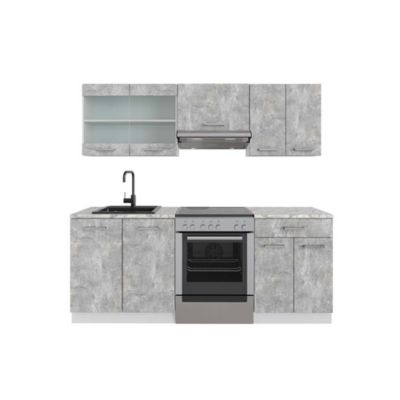 Vicco Cuisine Béton/blanc 200cm , PT Marbre