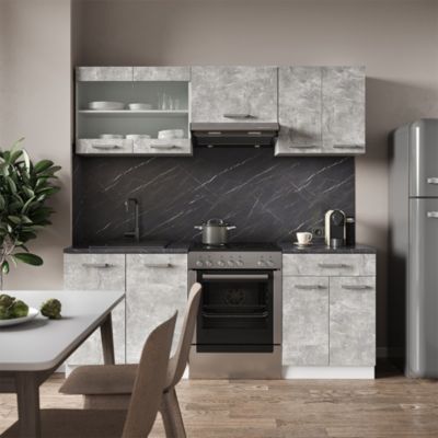 Vicco Cuisine Béton/blanc 200cm , PT Marbre