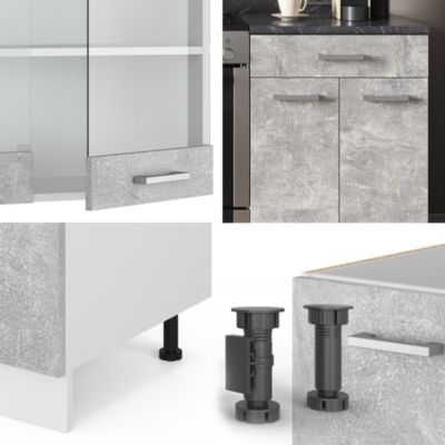 Vicco Cuisine Béton/blanc 200cm , PT Marbre